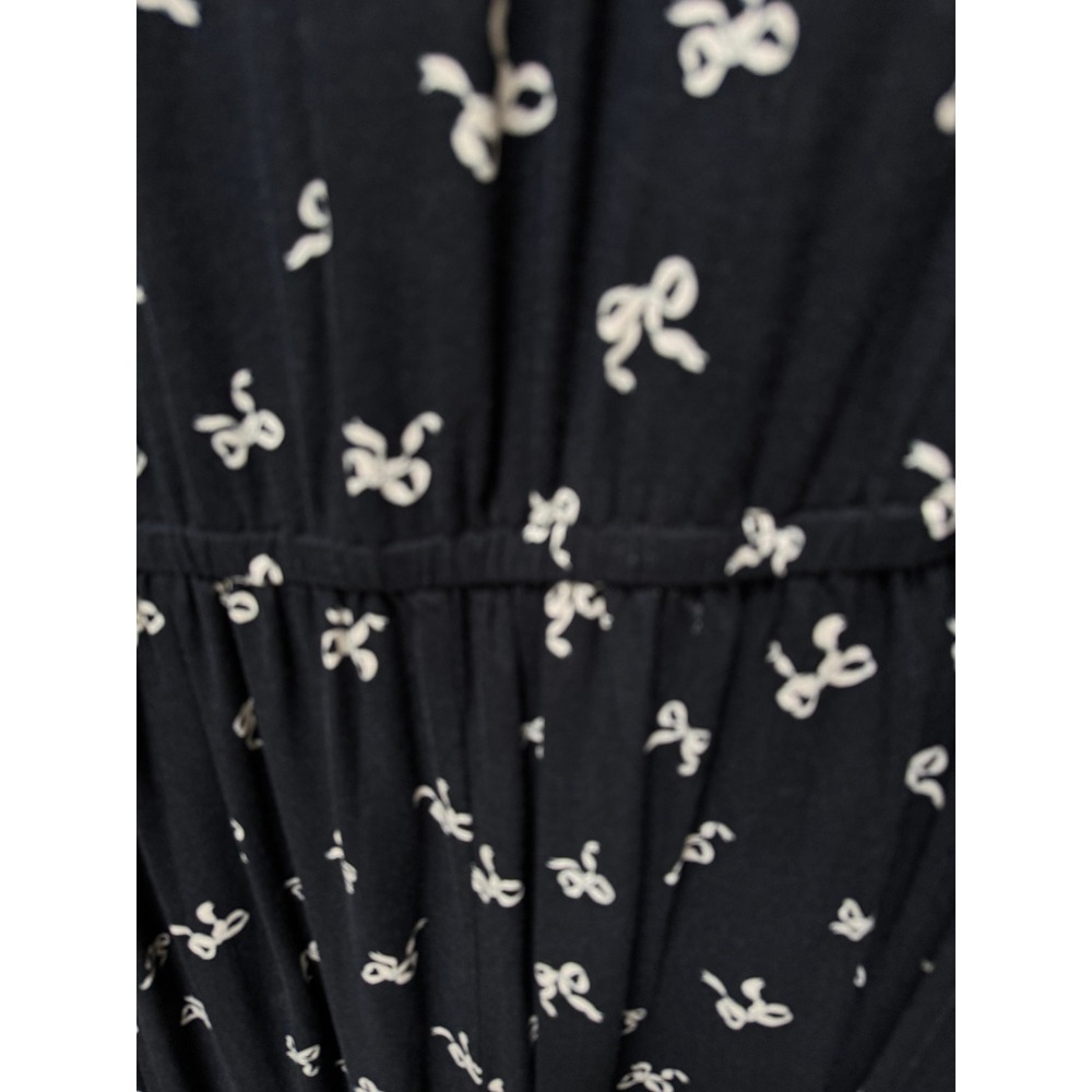 Ava & Viv Dress Womens 2X Black Bow Print Midi V-Neck Long‎ Sleeve Rayon New - Picture 10 of 10